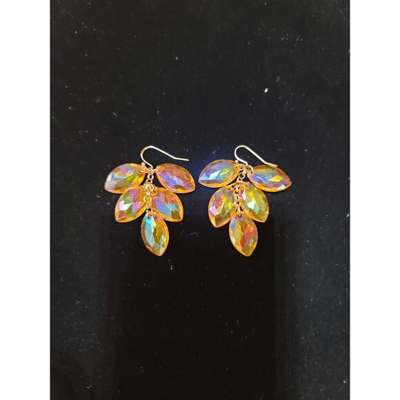 Gold Tone Crystal Leaf Bib Necklace Earrings Set Statement Jewelry Women Gifts - Picture 7 of 9